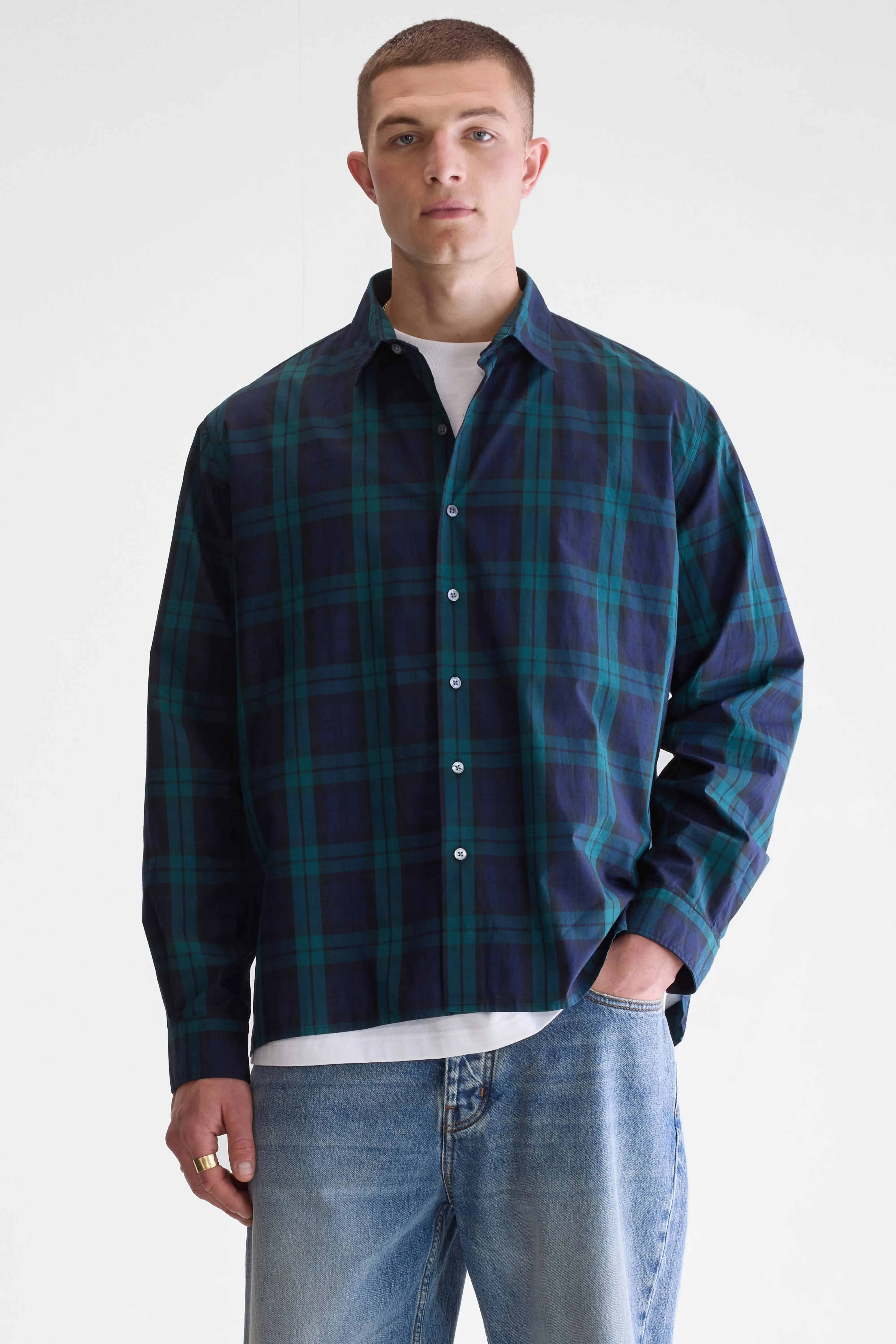 Yoke Design birthday celebration Gollie relaxed shirt (252 / M / CHECK E)
