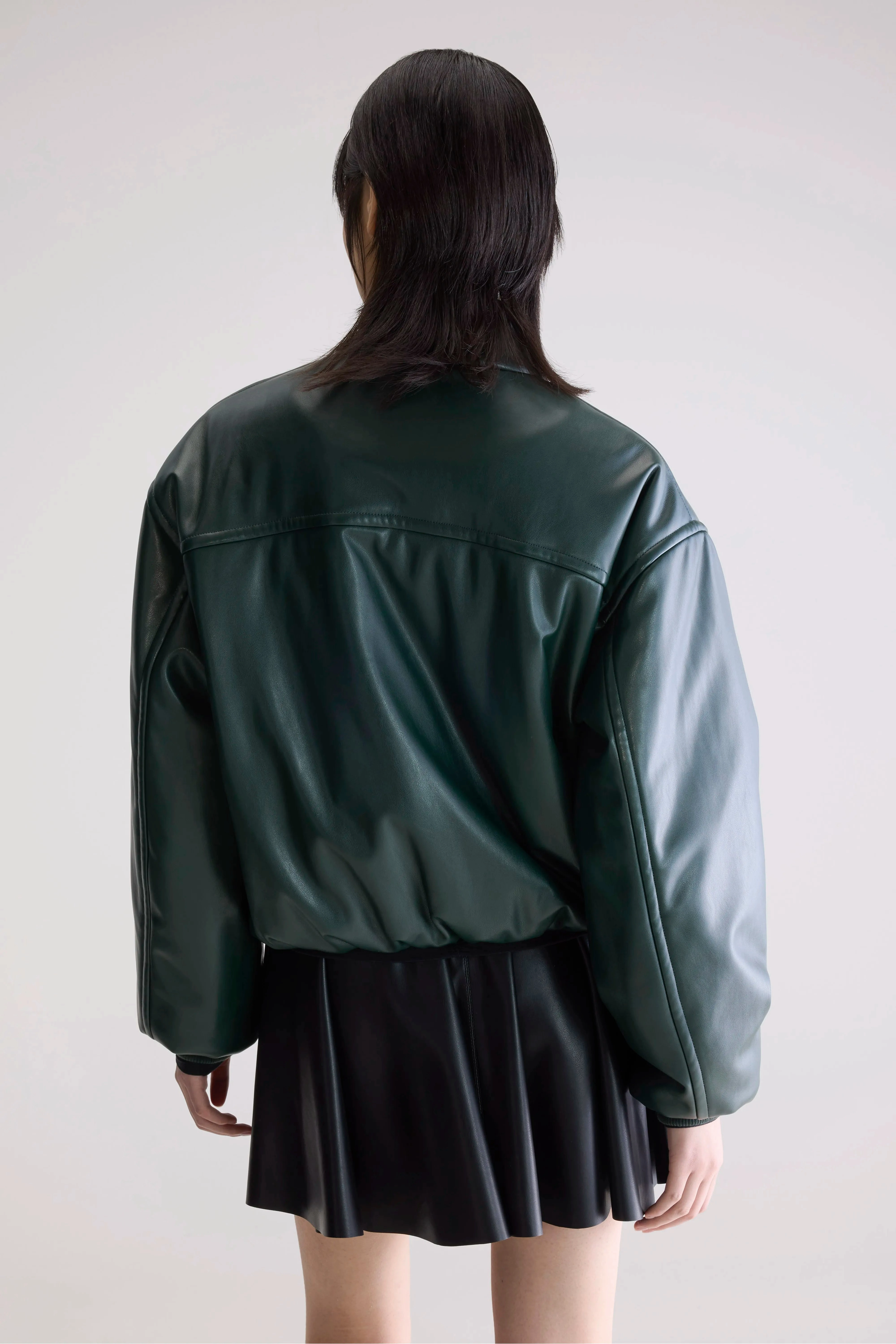 Jacko faux leather bomber jacket (252 / W / HUNTER) Ripstop Technology Snap Button
