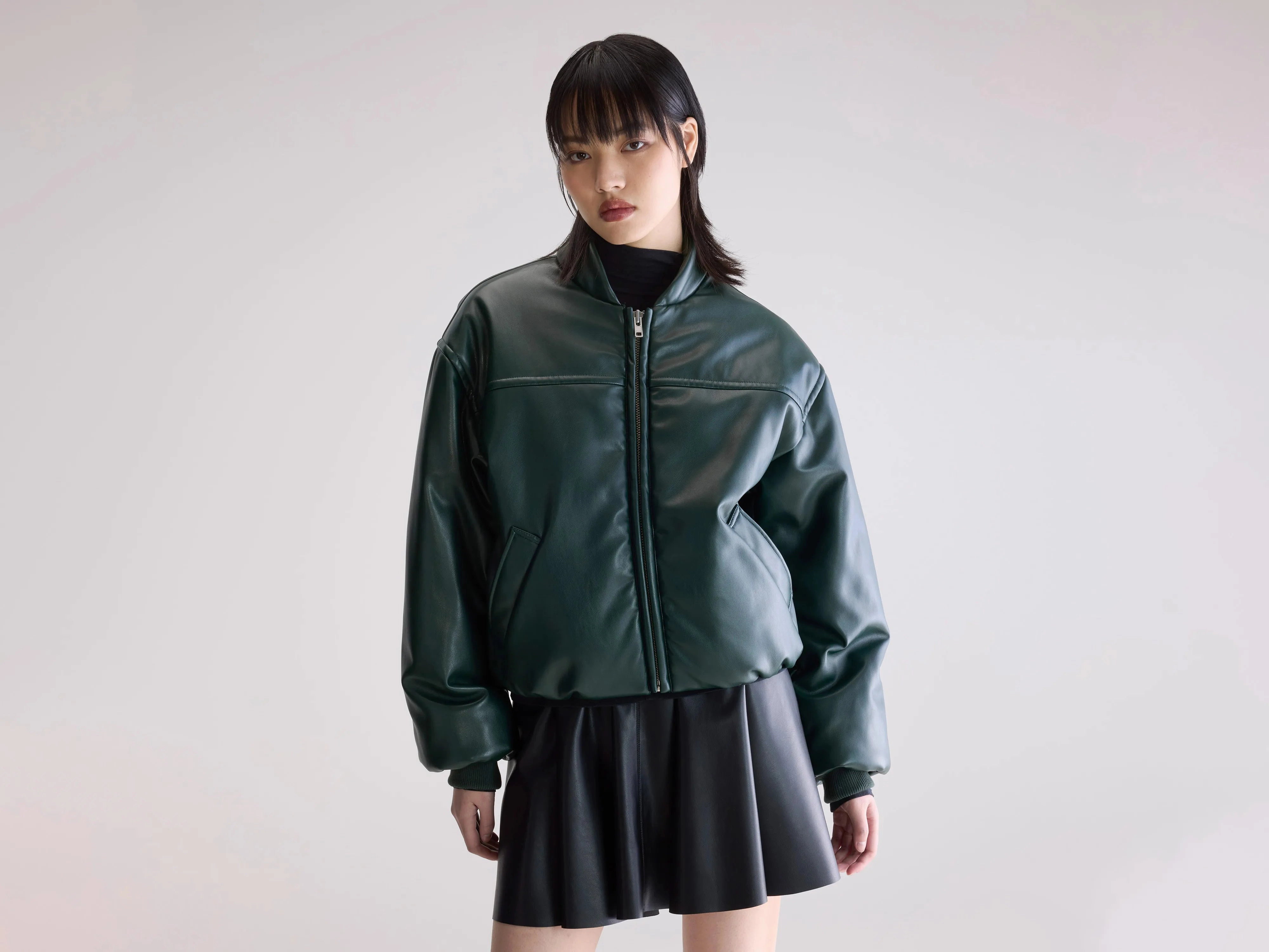 Jacko faux leather bomber jacket (252 / W / HUNTER) Eco Friendly Dyed Fabric