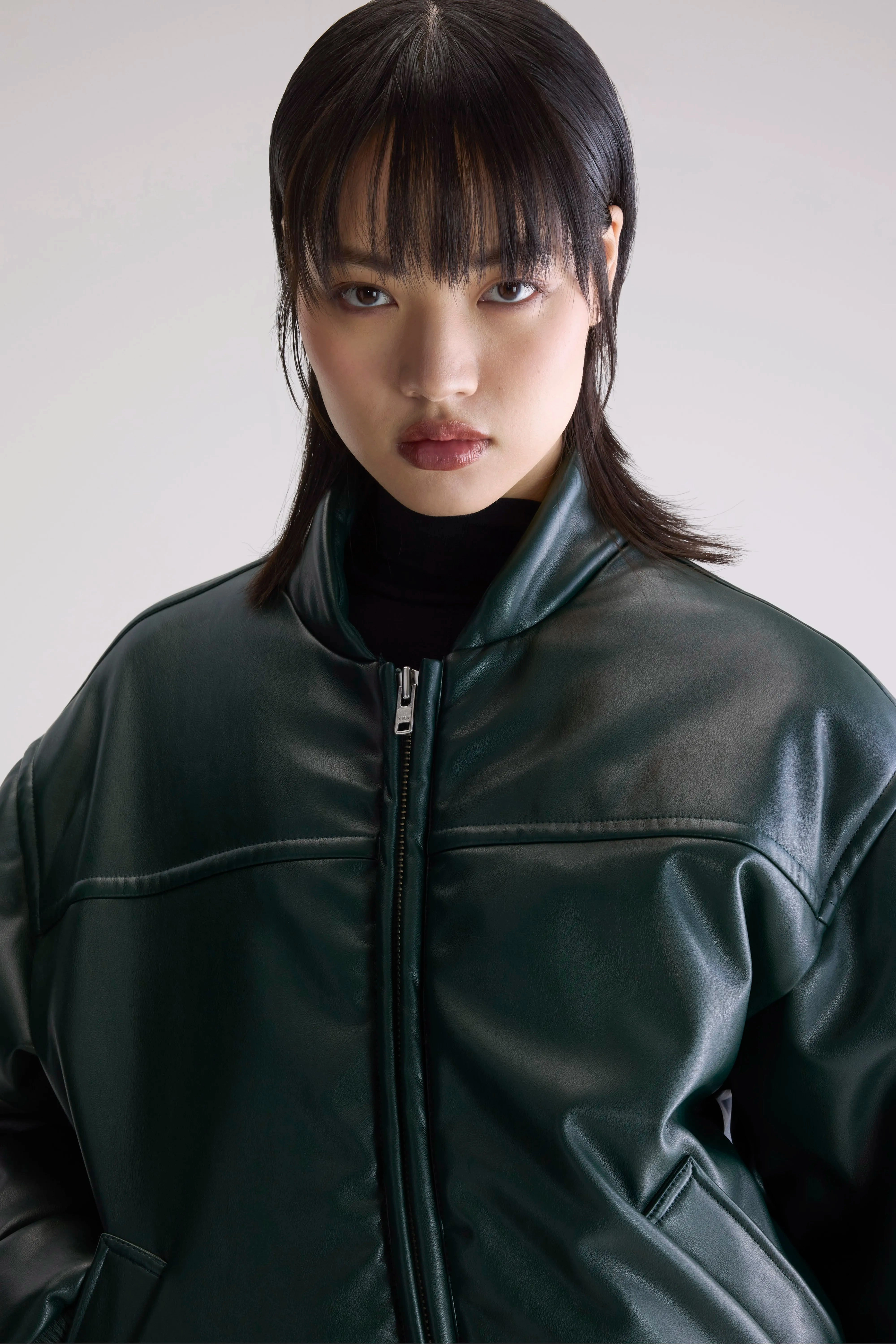 Compression Packability Tear Resistant Jacko faux leather bomber jacket (252 / W / HUNTER)