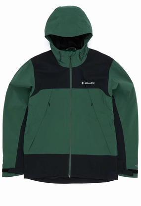 DoubleLayered Collar Columbia Men's Boulder Falls Jacket - Rain Forest, Black