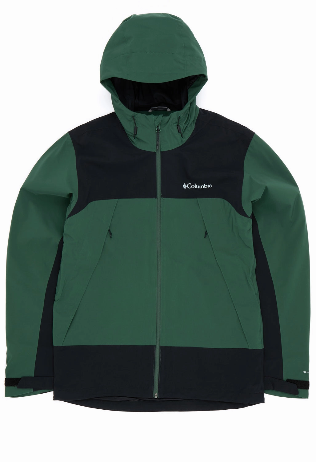 DoubleLayered Collar Columbia Men's Boulder Falls Jacket - Rain Forest, Black