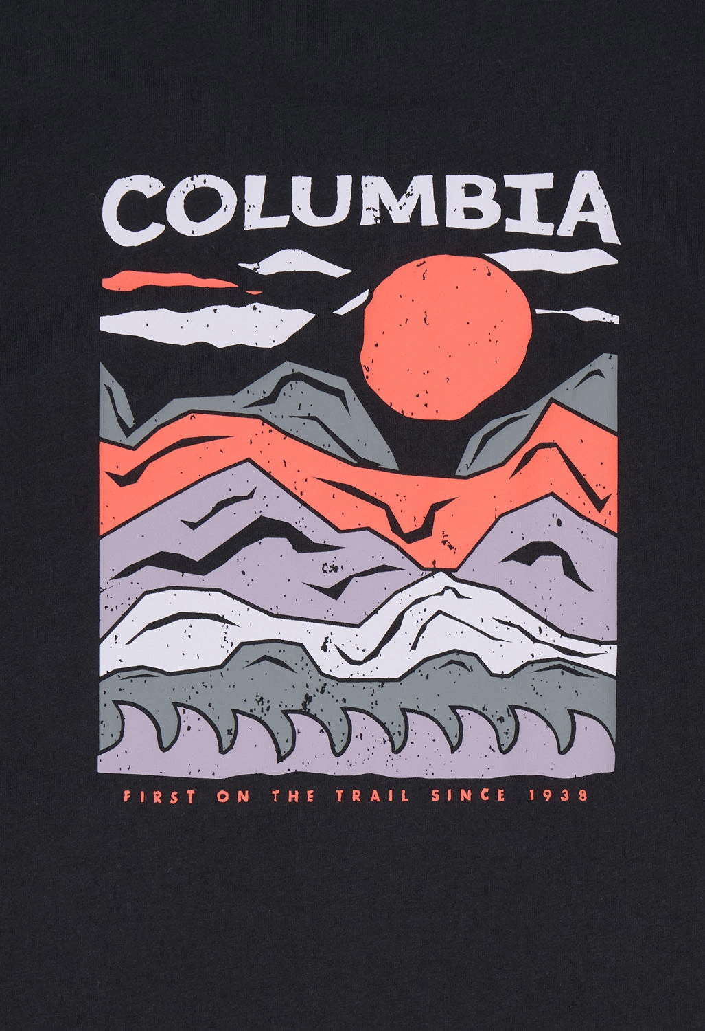 Columbia Men's Explorers Canyon Back Print T-Shirt - Black, Peaks And Waves Classic Layer Wear Light Fit