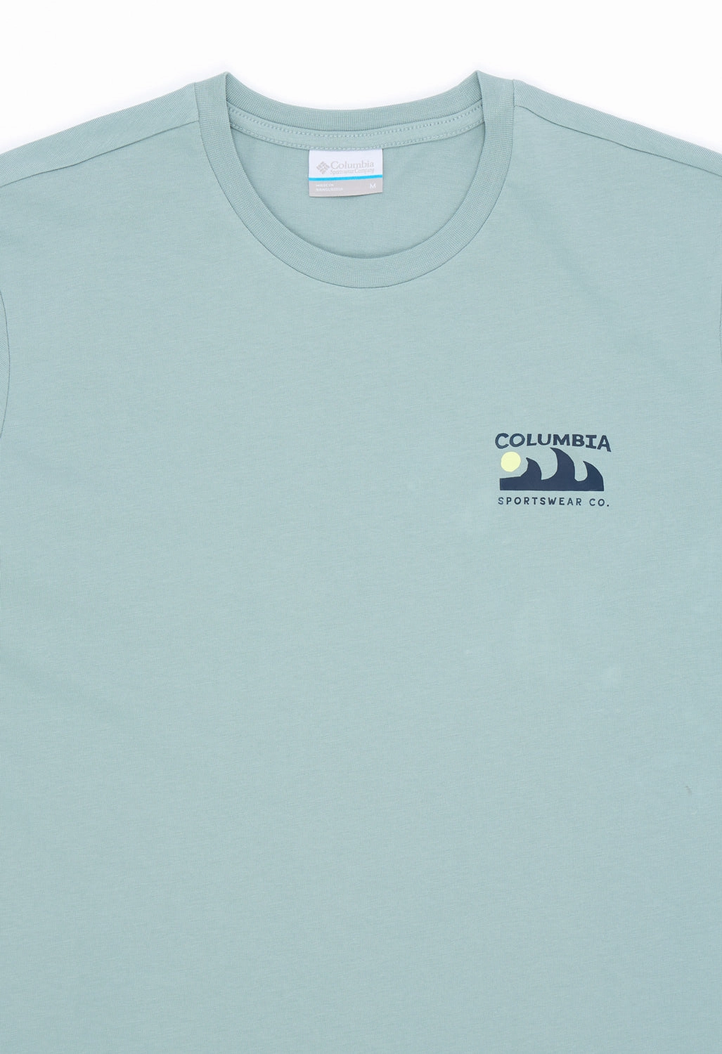 Columbia Men's Explorers Canyon Back Print T-Shirt - Crushed Blue, Peaks And Waves Casual Flex Wear Classic Comfort