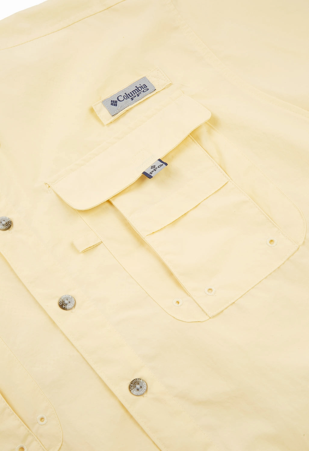 Versatile Outfit Flexible Knit Columbia Men's PFG Bahama II Short Sleeve Shirt - Lemon Wash