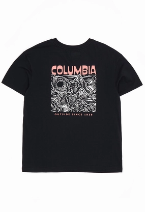 All-Purpose Wear Soft and Stretchy Columbia Women's Rolling Bend Graphic Oversize T-Shirt - Black, Mountainview