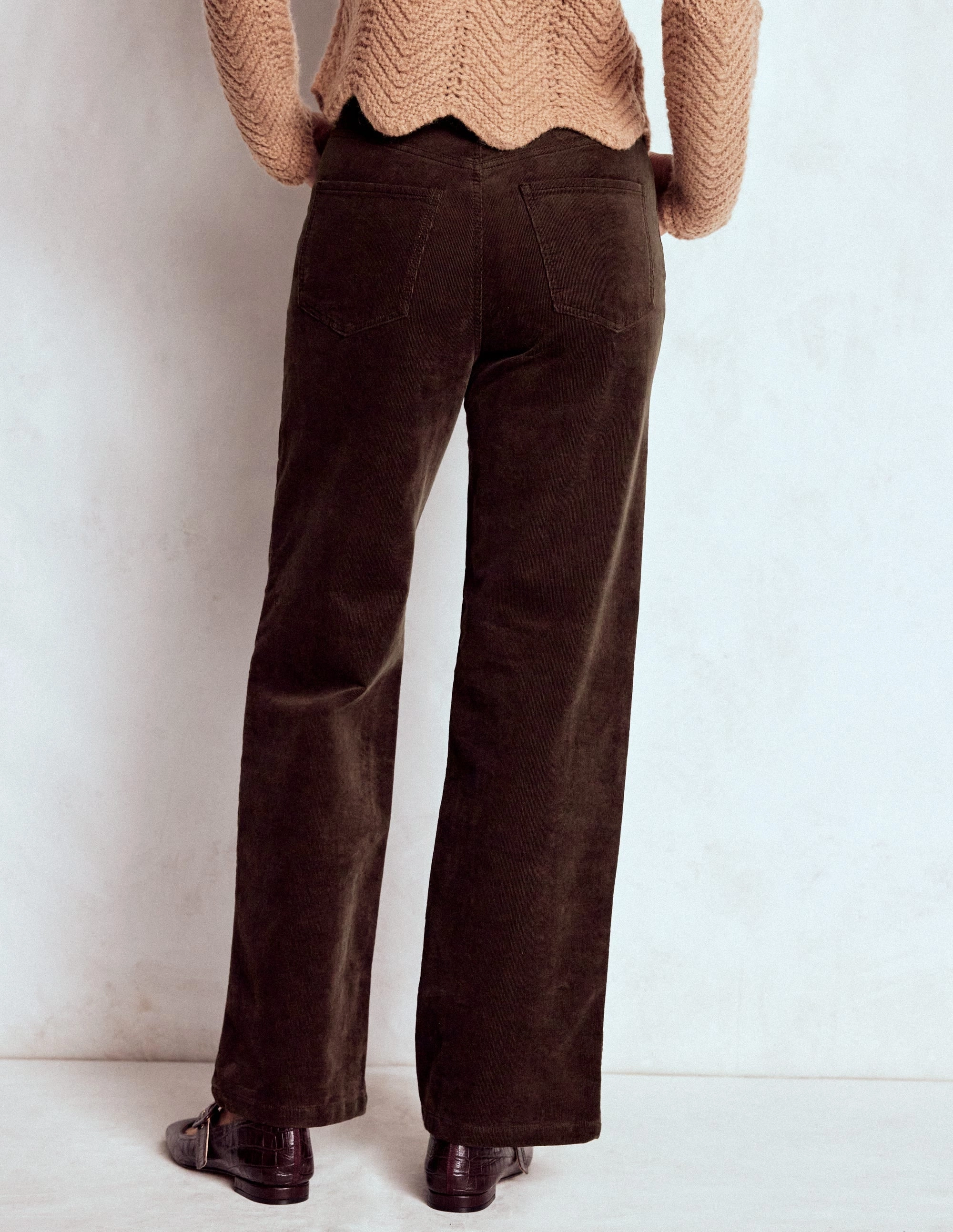 Movement Support Cozy Fit 5-Pocket Cord Column Jeans-Espresso