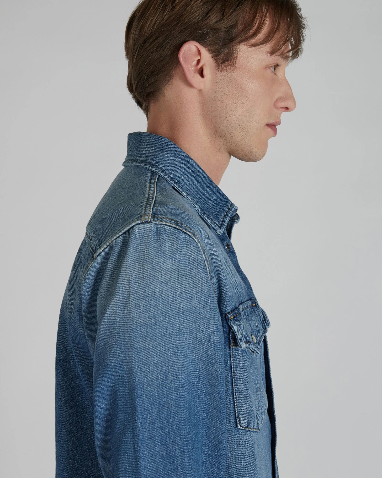 Denim overshirt Brushed Inner Lining Loose Comfort