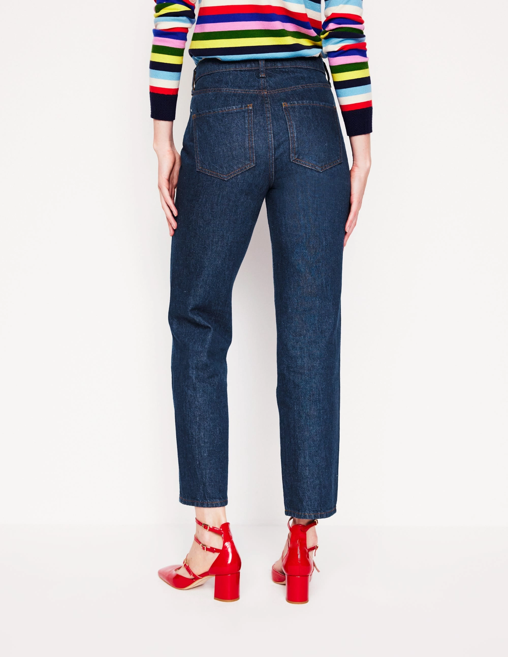 High Rise Rigid Straight Jeans-Indigo Rinse Layered Wear