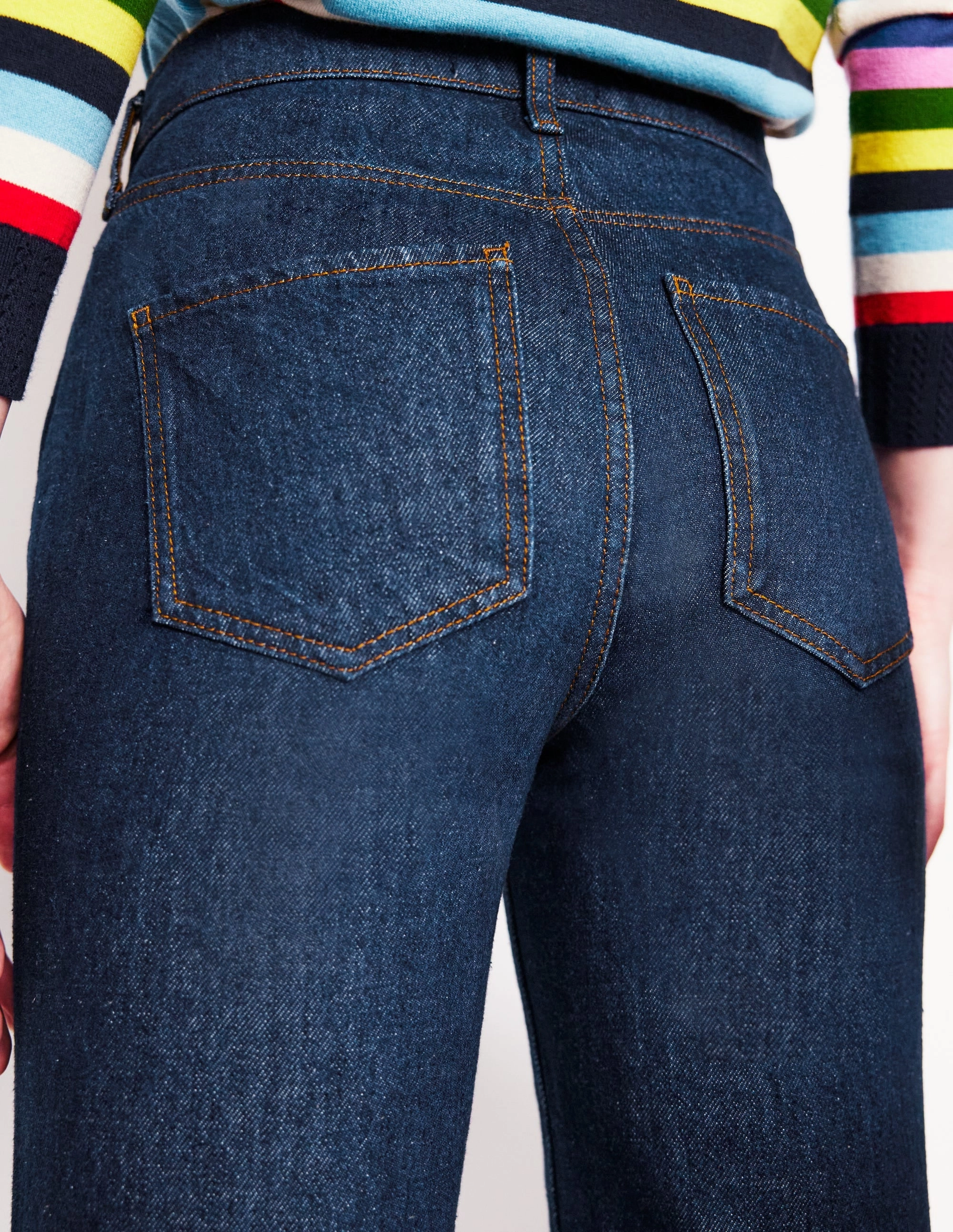Compact Fit Layering Piece High Rise Rigid Straight Jeans-Indigo Rinse