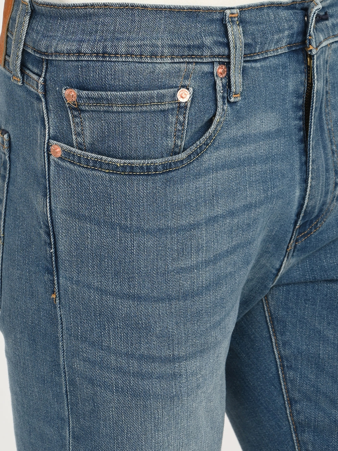 Classic Vibe Anti Slip Belt Loops Men's 512 Blue Slim Tapered Fit Mid Rise Selvedge Jeans