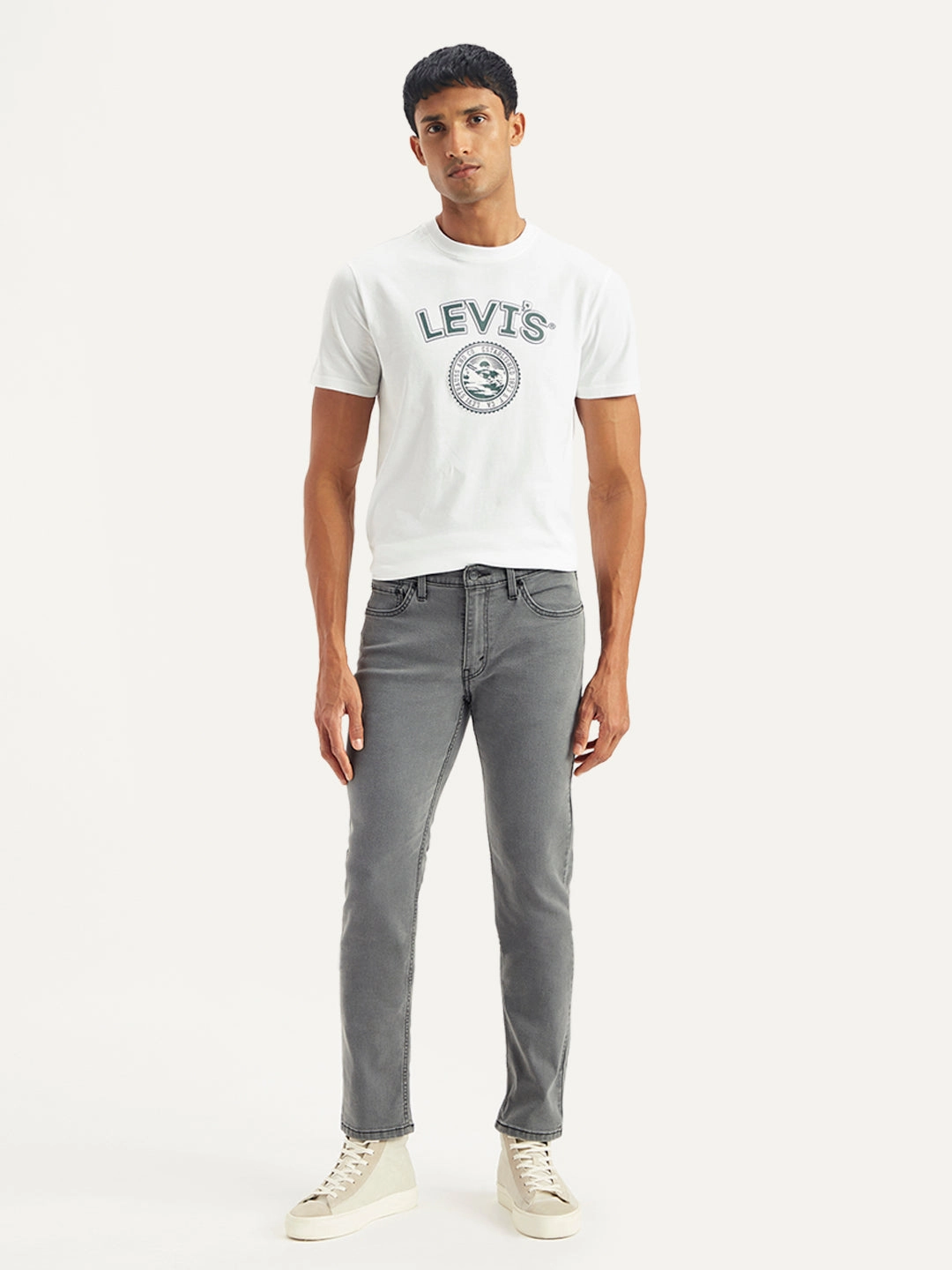 Subtle Detail Men's 511 Light Grey Slim Fit Mid Rise Jeans