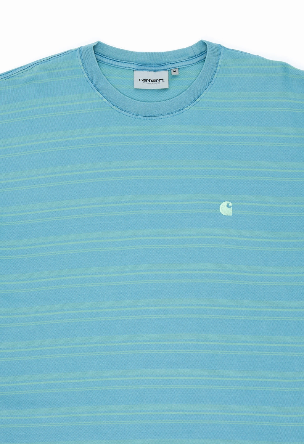 Carhartt WIP Men's Brodine T-Shirt - Brodine Stripe / Saguaro Quick Comfort Fit SkinFriendlyFibers