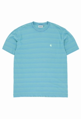 Everyday Look Wear Odor-resistant Carhartt WIP Men's Brodine T-Shirt - Brodine Stripe / Saguaro