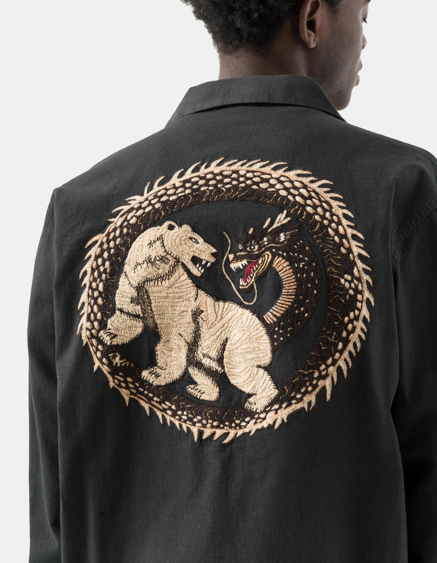 Sophisticated Style 7089 Bering Strait Embroidered L/S Camp Collar Shirt Black