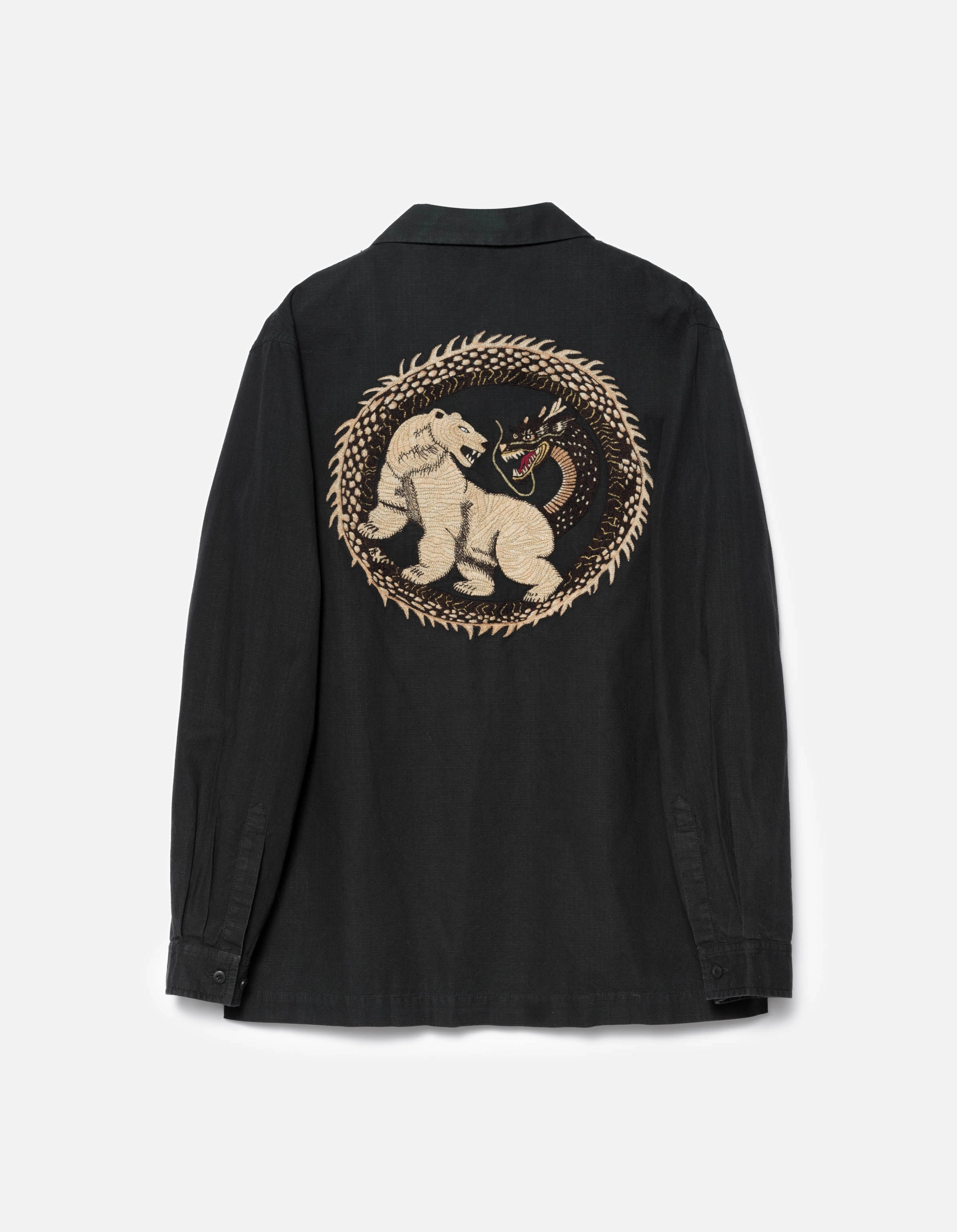 7089 Bering Strait Embroidered L/S Camp Collar Shirt Black First Date Trendy Vibes