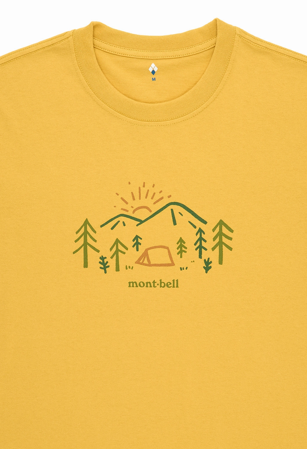 Montbell Pear Skin Cotton Yama No Asa T-Shirt - Yellow Snag Resistant Surface