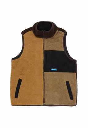 KAVU Men's Cooper Fleece Vest - Wild Wood Block Light Reflectivity Trim