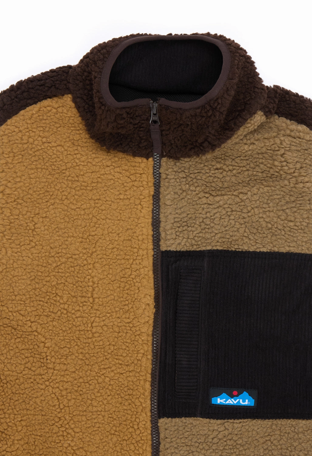 KAVU Men's Cooper Fleece Vest - Wild Wood Block Compact Design Adjustable Cuff