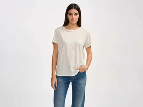 Covi short-sleeve t-shirt (242 / W / OYSTER) Bohemian style Wrinkle Resistant Finish
