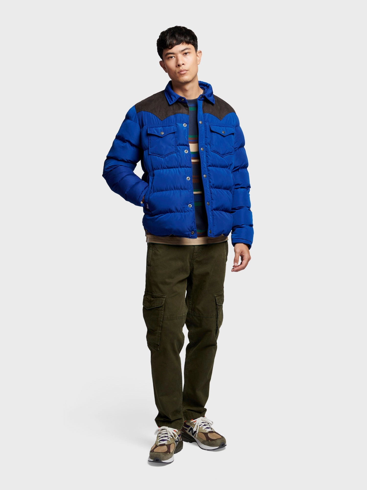 Contrast Yoke Jacket in Sodalite Blue anti static coating