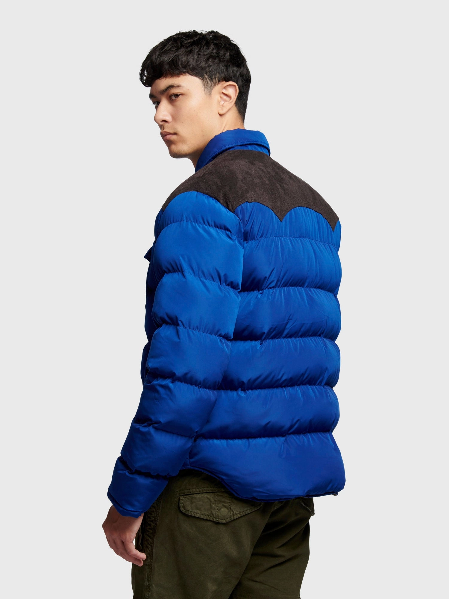 Unisex Casual Fit Contrast Yoke Jacket in Sodalite Blue