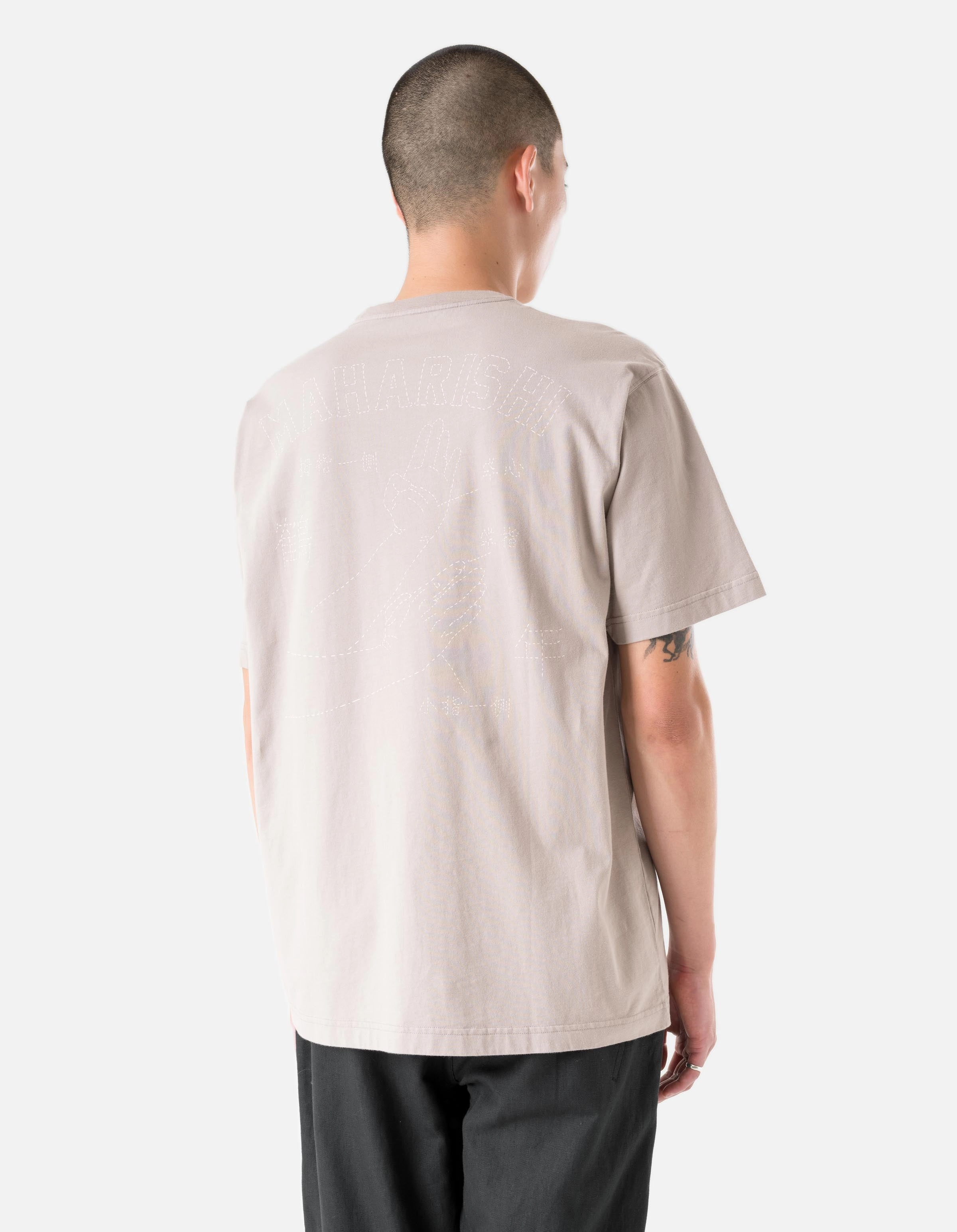 1582 Maha-Paizhi Sashiko S/S T-Shirt Taupe PortableOption Biodegradable Fiber