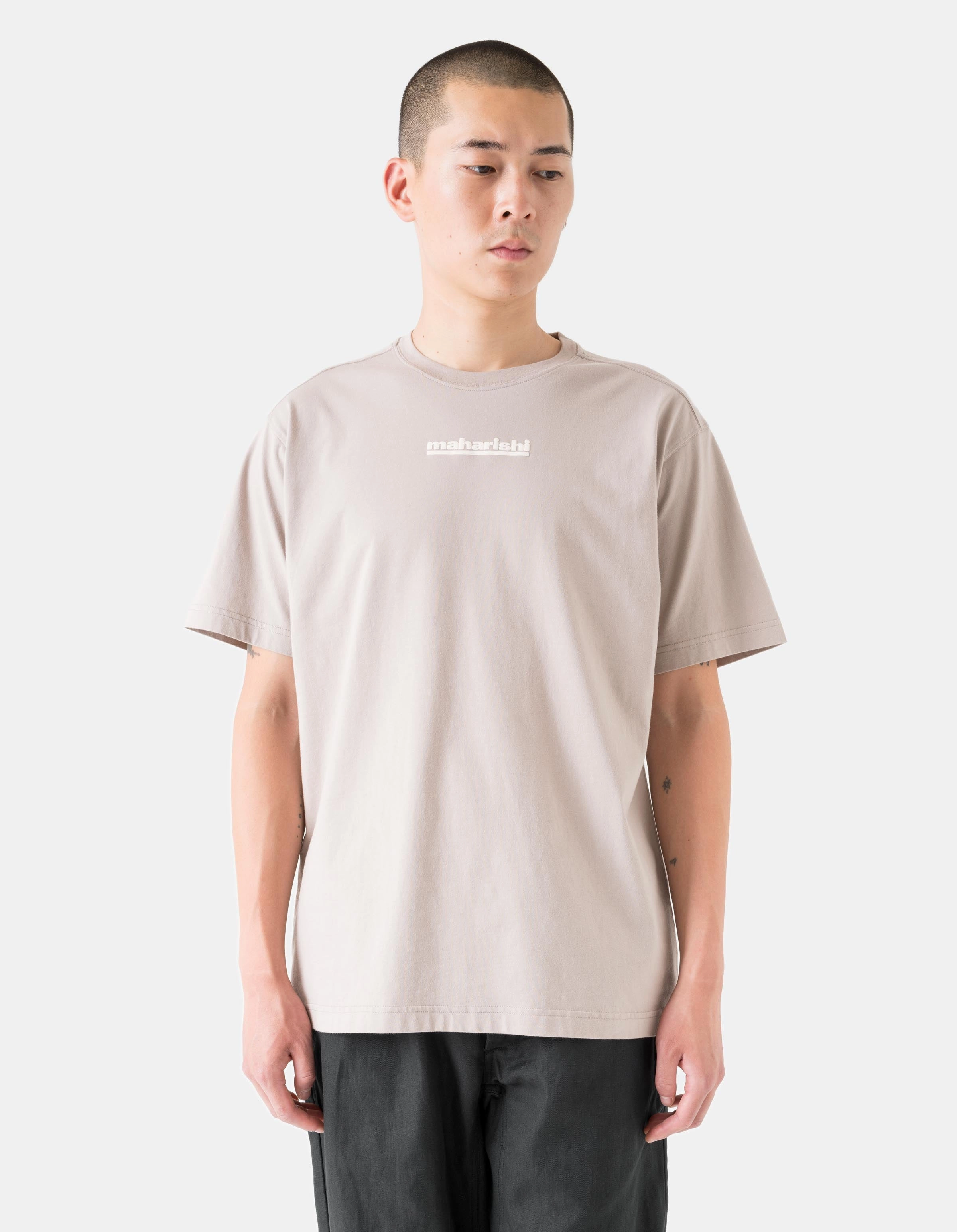Layered Panel Design Breathable Underarm Gussets 1582 Maha-Paizhi Sashiko S/S T-Shirt Taupe