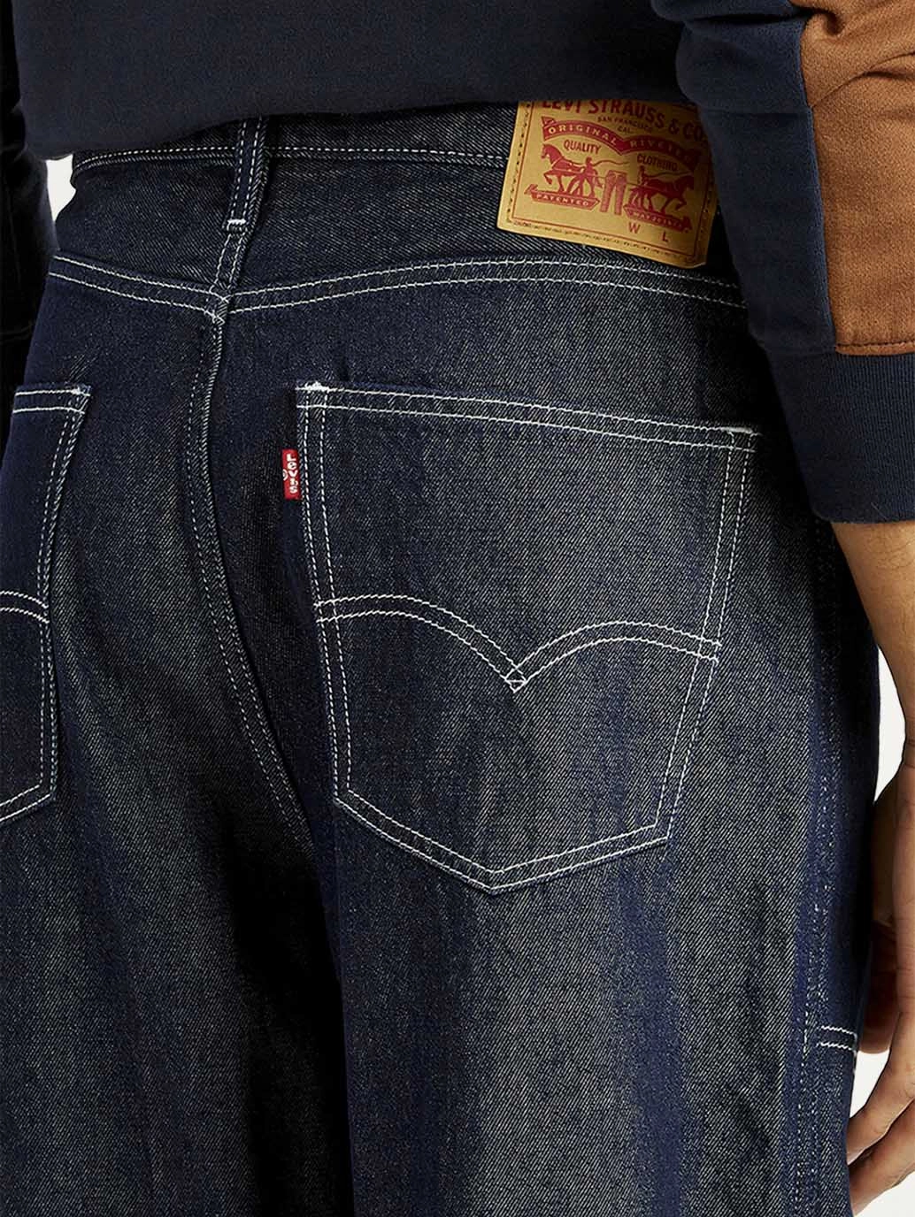 Vibrant Bold Look Street Fashion Men's 568 Dark Indigo Loose Fit Mid Rise Jeans
