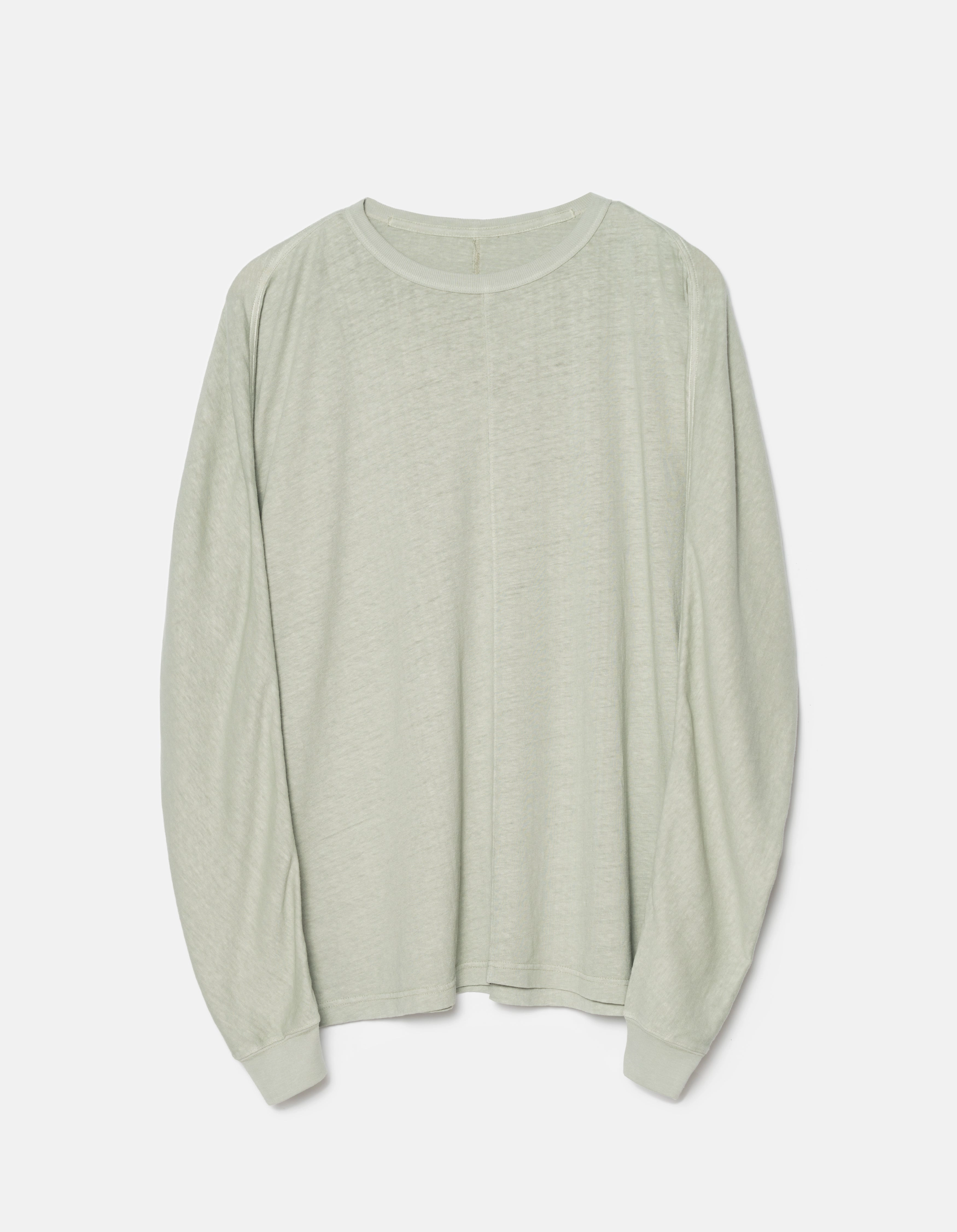 5245 Hemp Cross Oversized L/S T-Shirt Sage High Collar Design Relaxed Fit Shirt