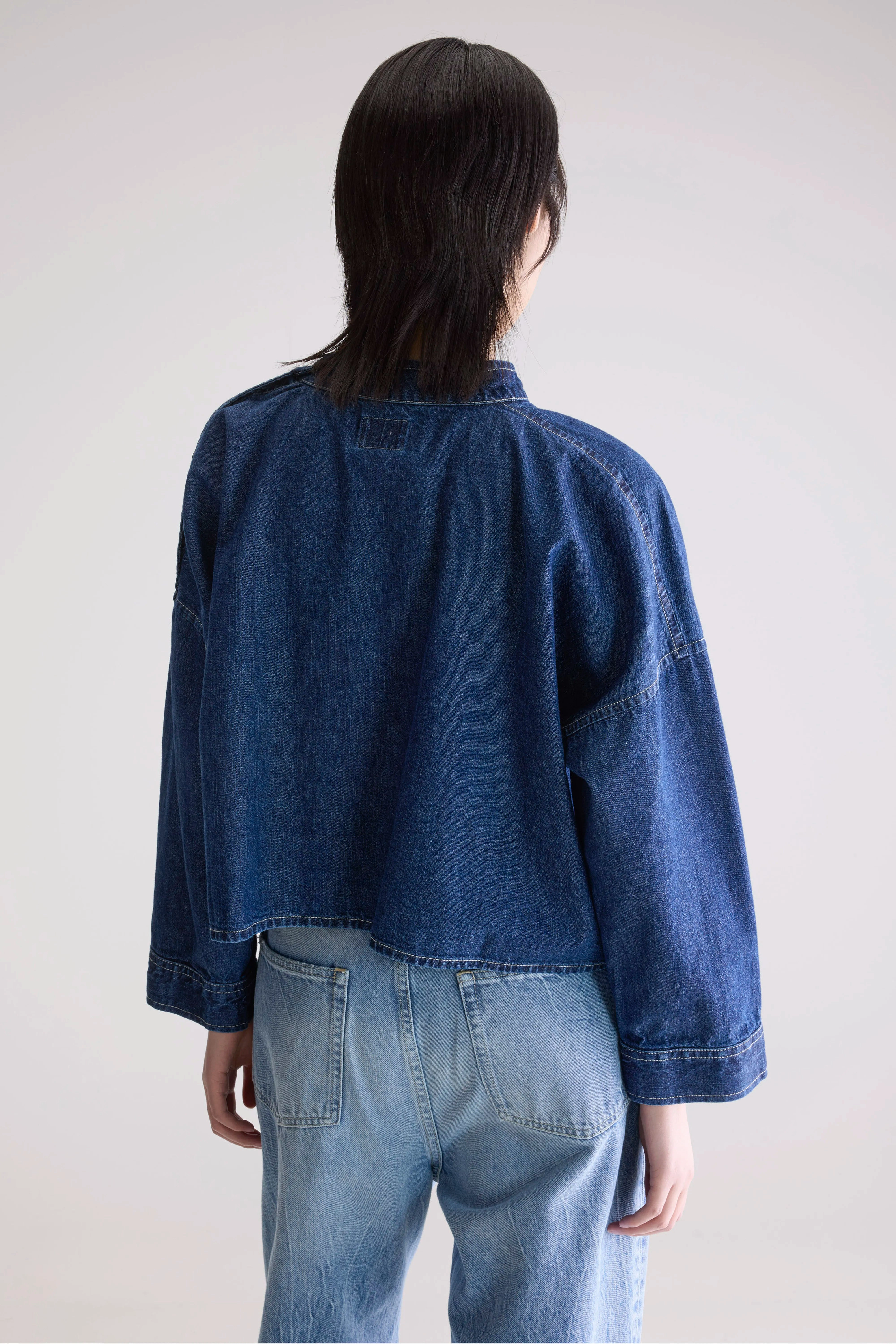Stretchable Fabric Stretchable Material Waldo denim blouse (252 / W / MD BLUE STONE)
