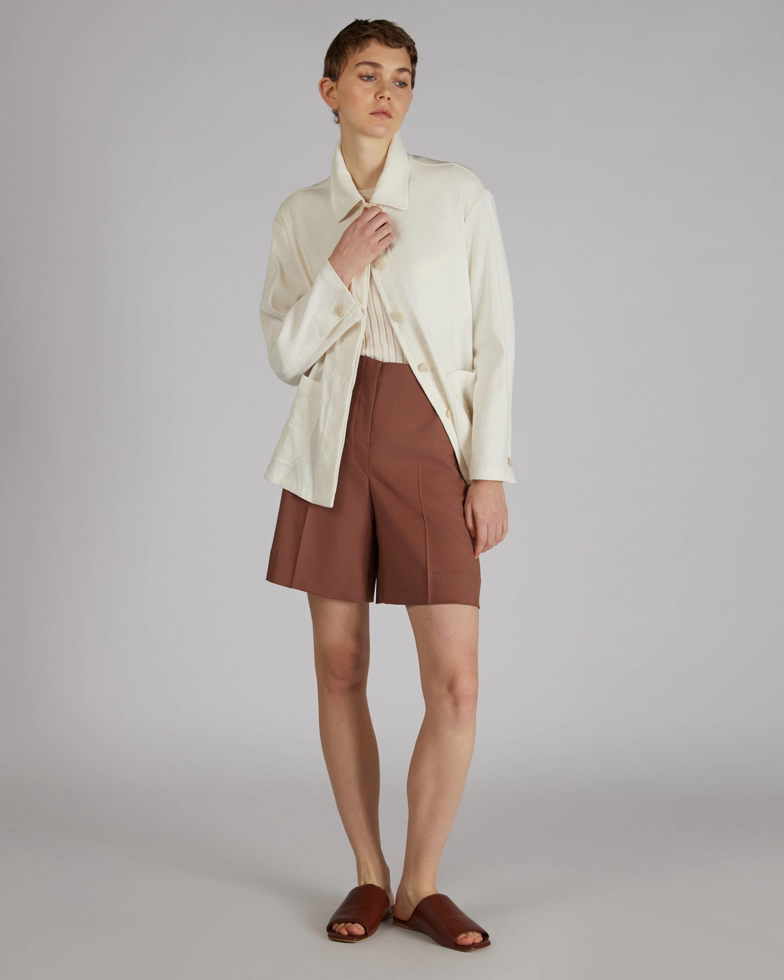Cotton and linen panama blouse LightweightInsulation Temperature Regulating