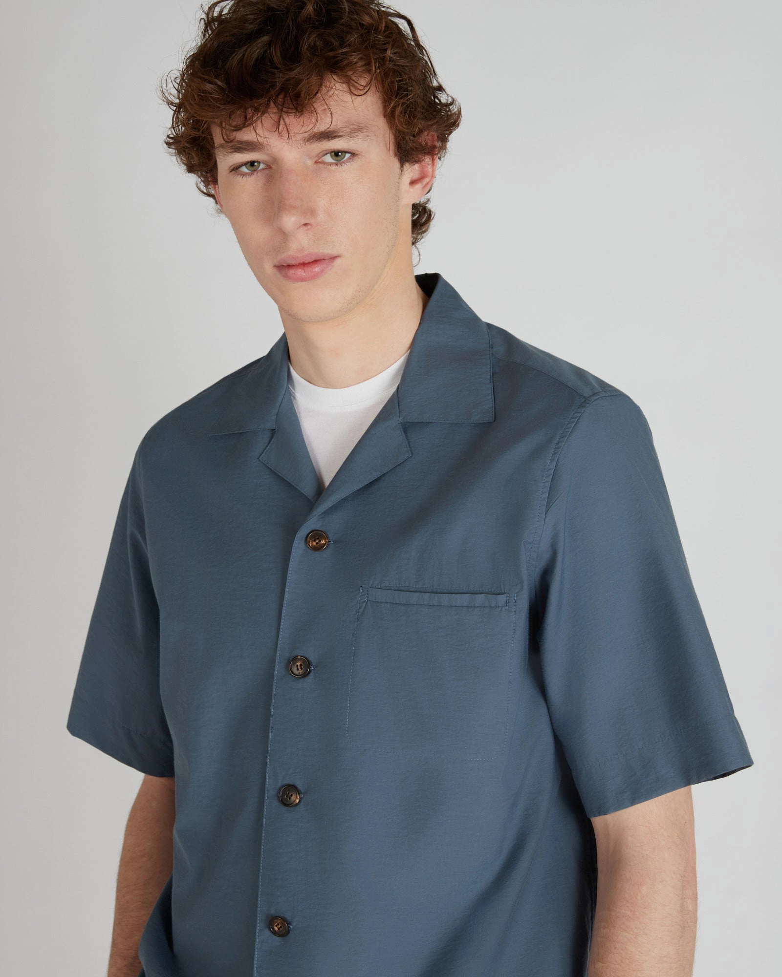 Cotton and technical fabric overshirt Neutral Tones Holiday Outfit