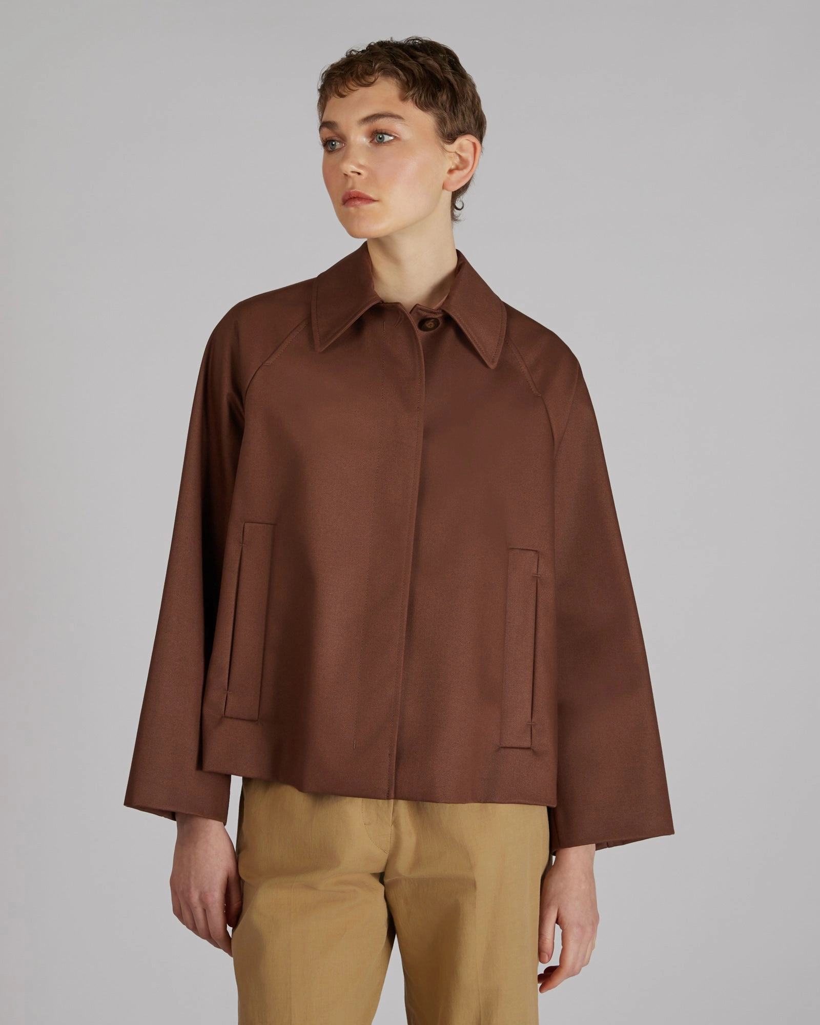 Cotton gabardine pea coat Mid Season Wear Minimalist Design