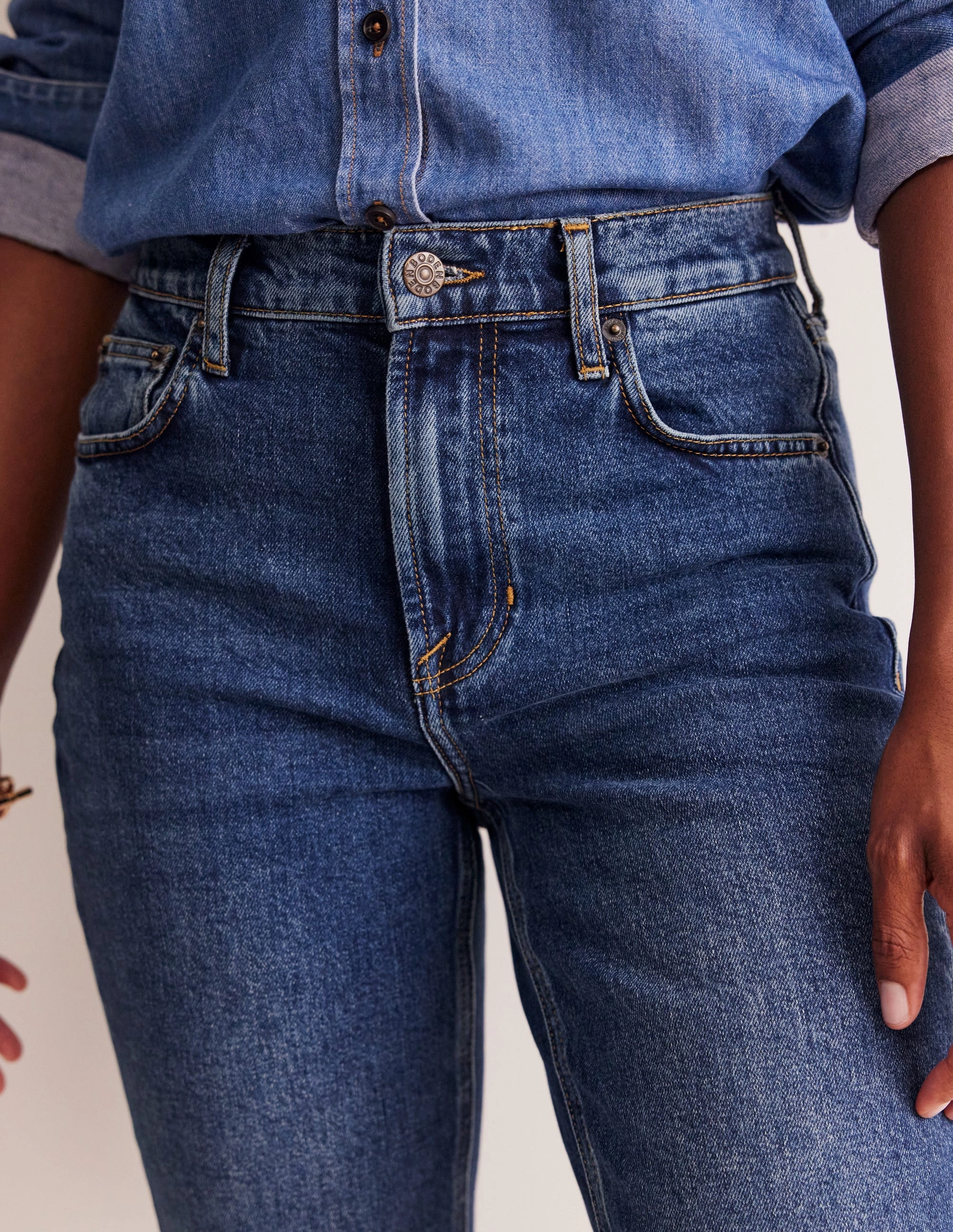 Girlfriend Jeans-Mid Vintage Breathable Performance Wear Hidden pockets