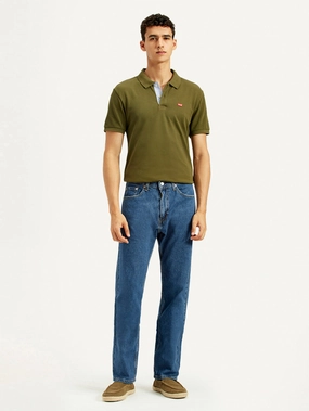 Men's 505 Blue Straight Fit Mid Rise Jeans Chic Appearance