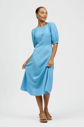Leo Midi Dress Blue Stripe Comfortable Waist Design Fit