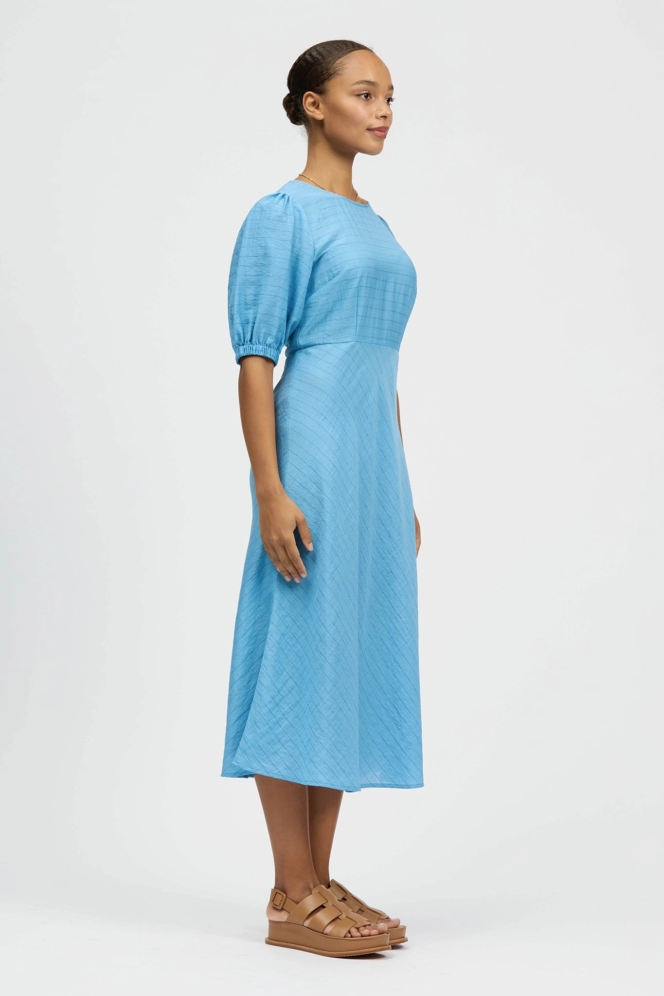 Leo Midi Dress Blue Stripe Spring Vibe