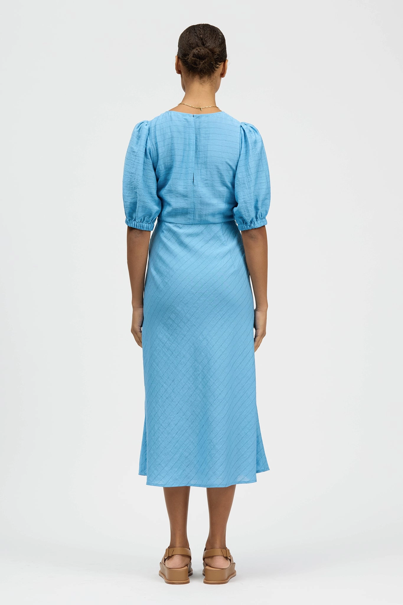 Leo Midi Dress Blue Stripe Pose Sweet