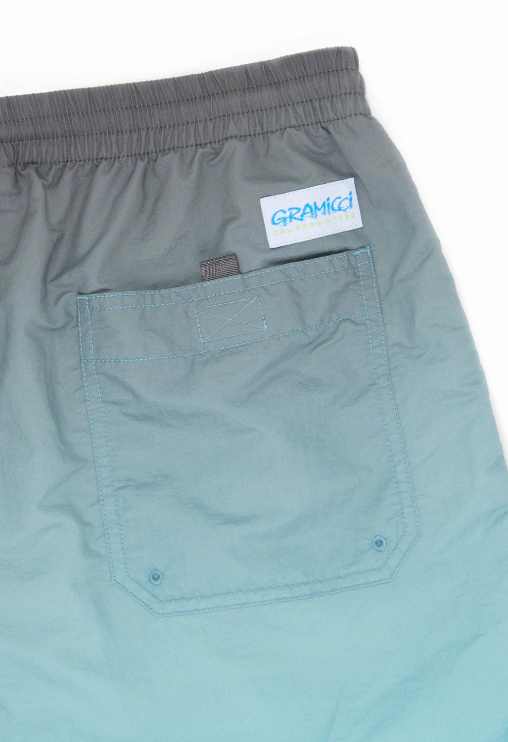 Gramicci Men's Tide Swim Shorts - Blue Gradient Ergonomic Panel Design