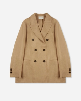 Non Chafing Neckline Thermal Insulated Double-breasted linen jacket