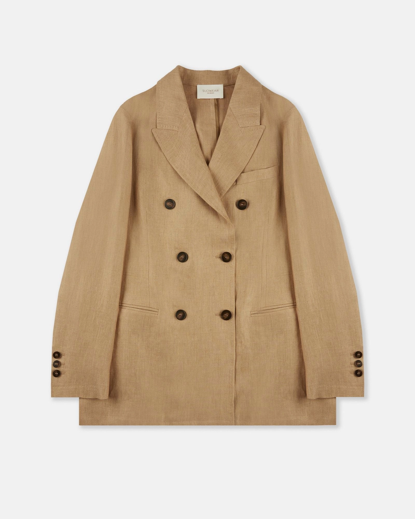 Non Chafing Neckline Thermal Insulated Double-breasted linen jacket
