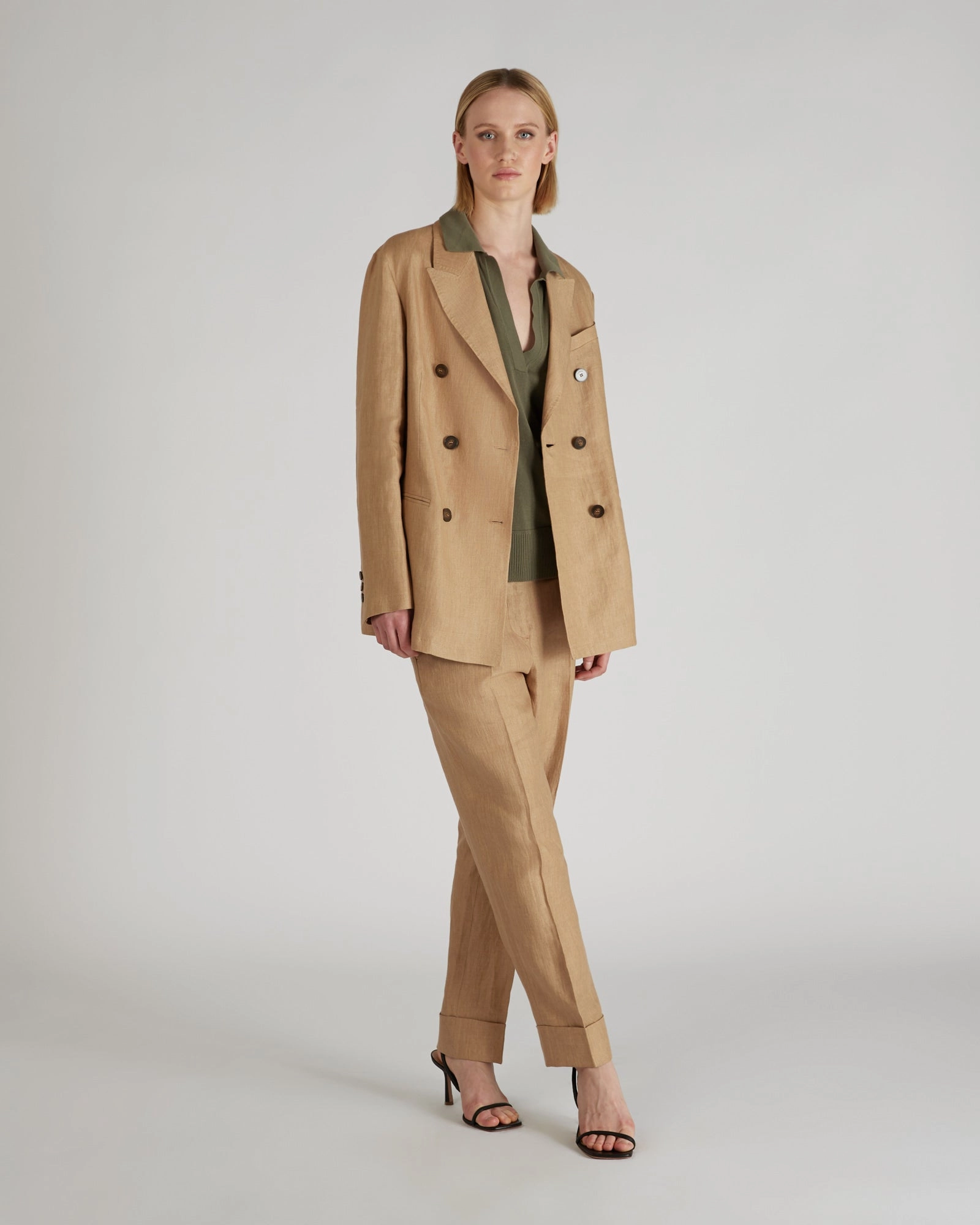 Snag Proof Surface Soft Fleece Double-breasted linen jacket