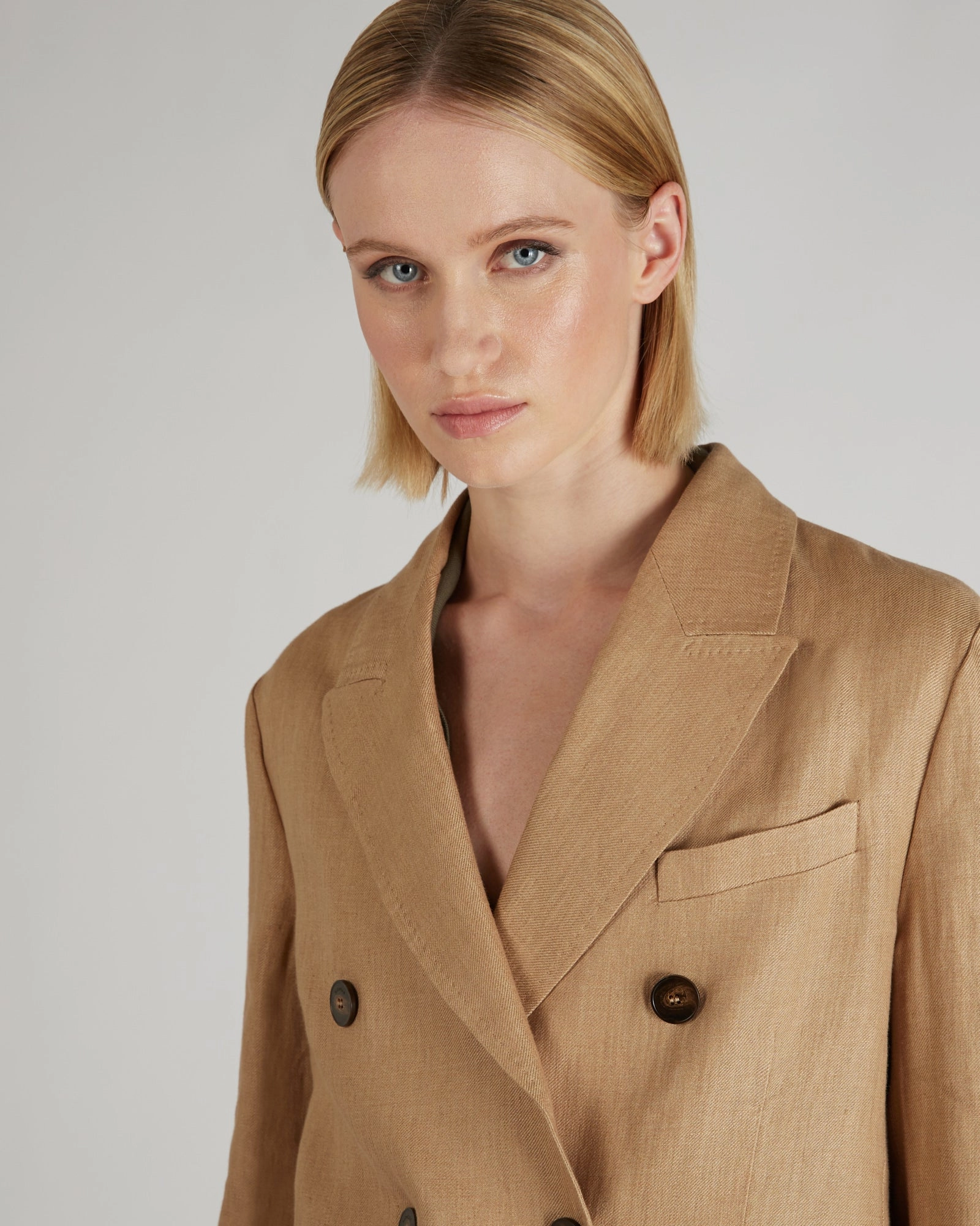 Matte Finish Double-breasted linen jacket