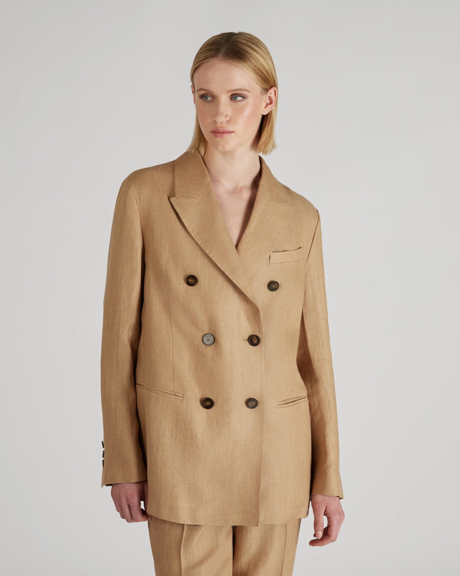 Double-breasted linen jacket Light Protection Breathable mesh lining