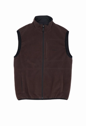 DoubleLayeredEdges Compression Resistant Insulation Gramicci Men's Thermal Fleece Reversible Vest - Tobacco