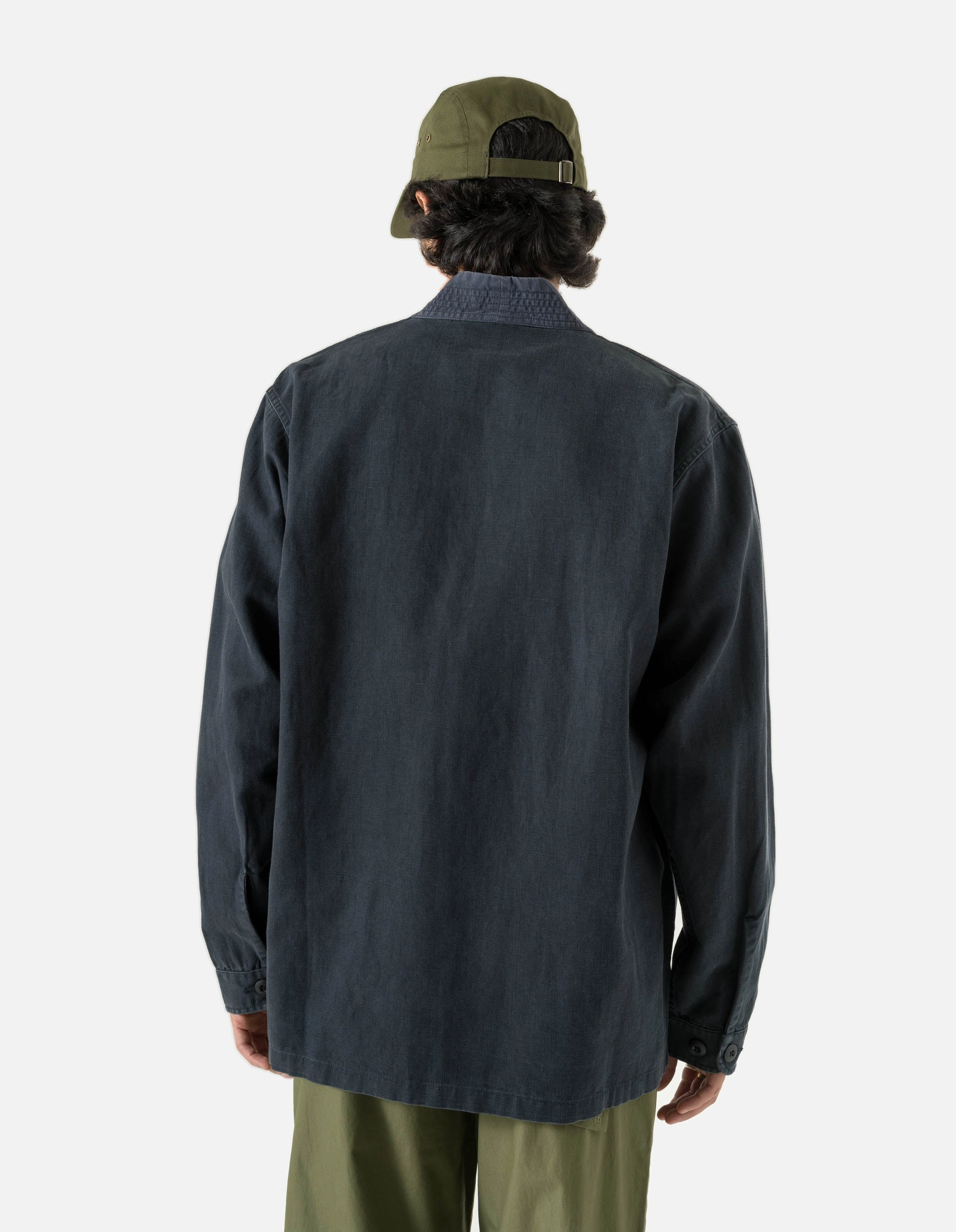 Yoke Design All Purpose Weave Design 4605 Hemp Hanten Shirt Navy