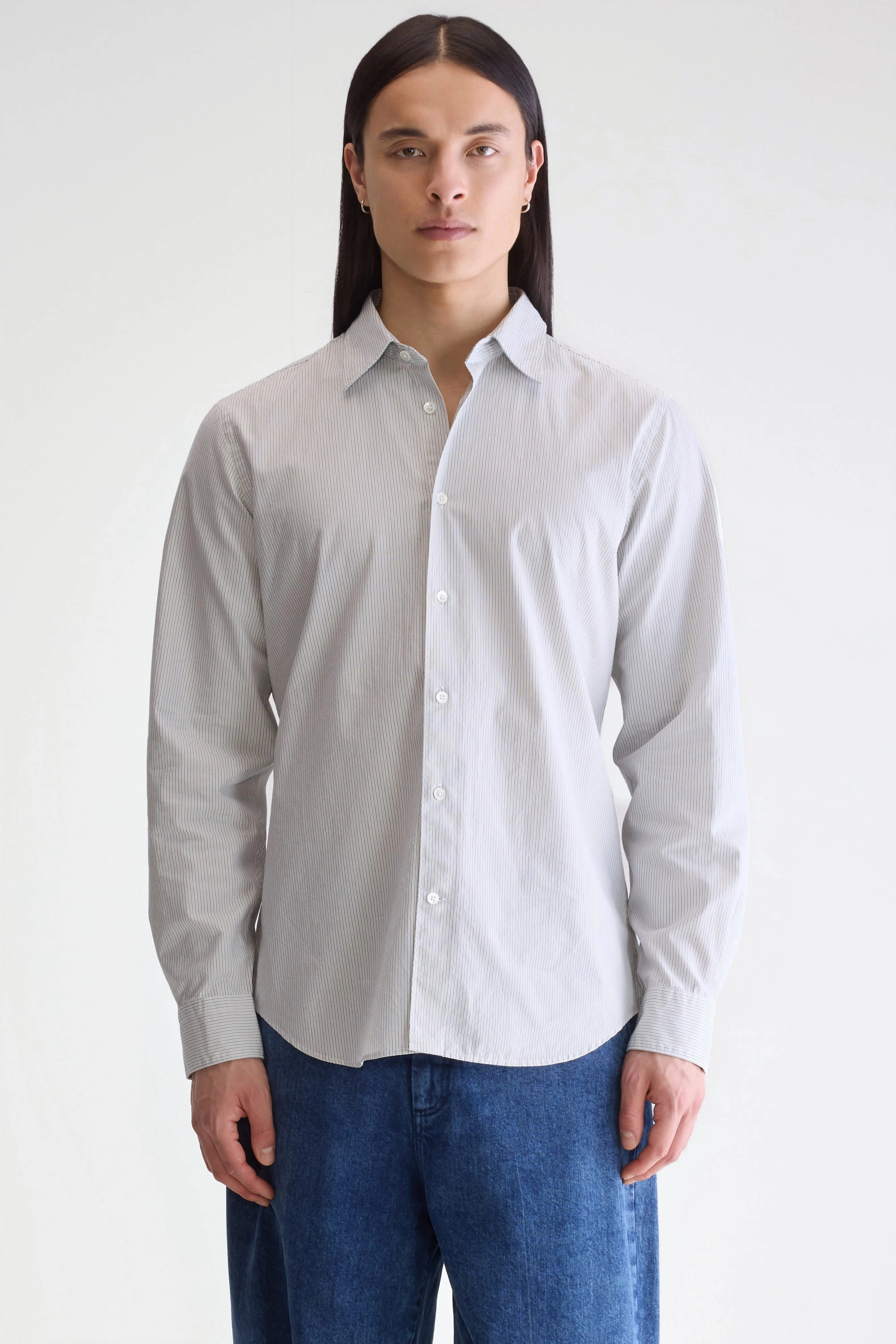 Gabe slim shirt (252 / M / STRIPE U) Water Repellent Finish Light Option