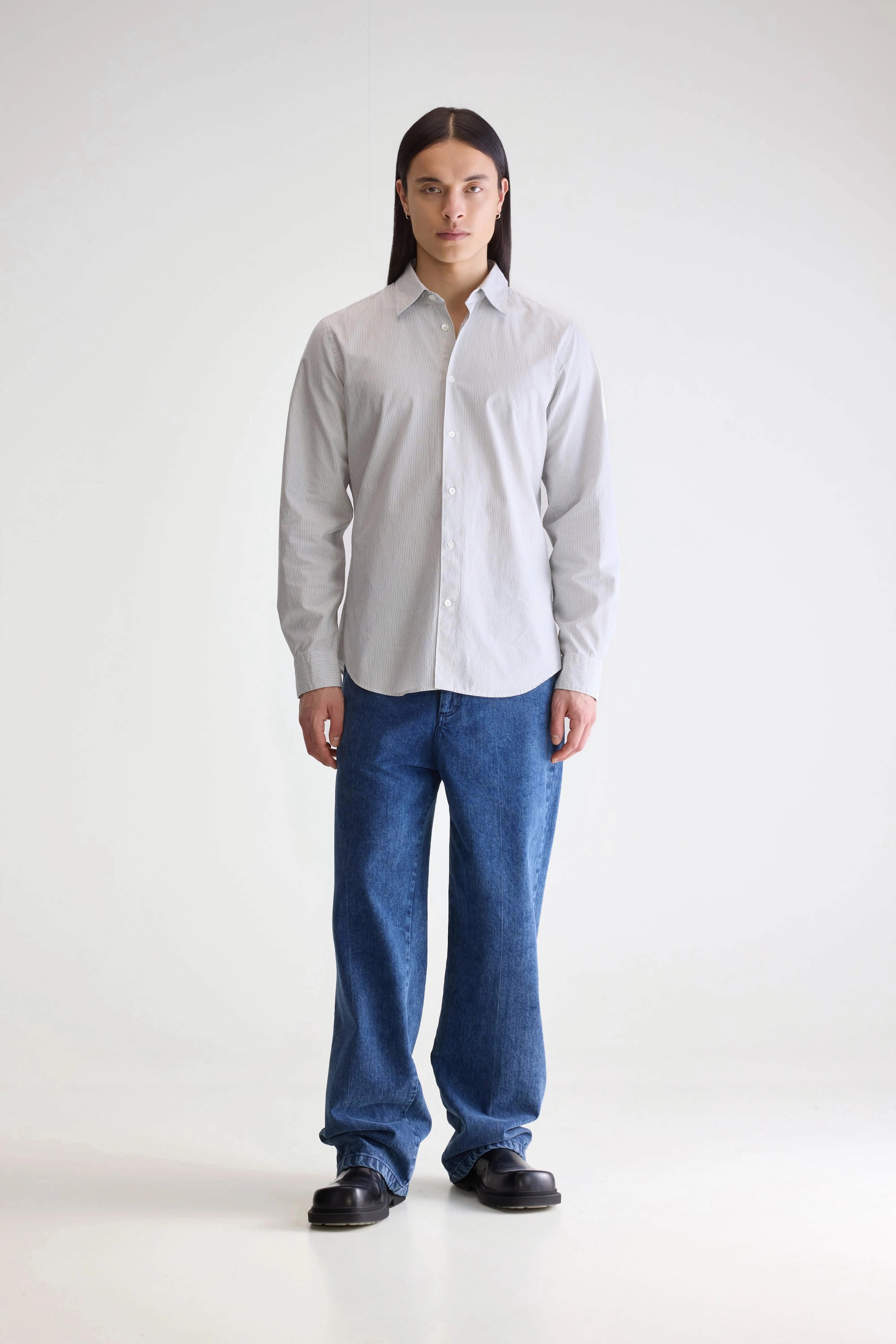 Gabe slim shirt (252 / M / STRIPE U) Sustainable Weave All-Weather Wear