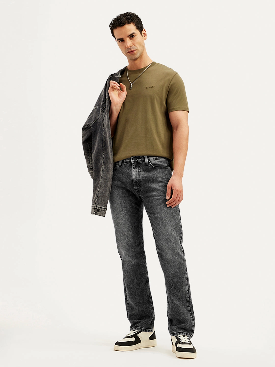 Men's 513 Charcoal Grey Slim Straight Fit Mid Rise Jeans Relaxed Mood